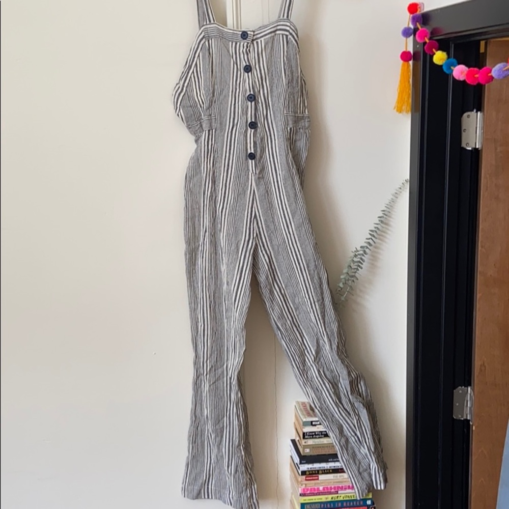 New Stripped Linen Jumpsuit Size Med
